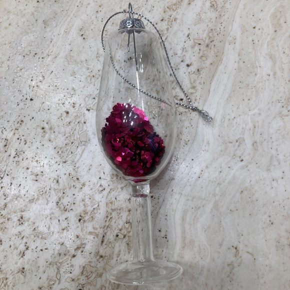 Champagne Glitter Pink Confetti Glass Flute Ornament - Picture 2 of 4